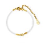 Two-piece string bracelet with extension - white, silver Two-piece string bracelet with extension - white, AG 925 silver